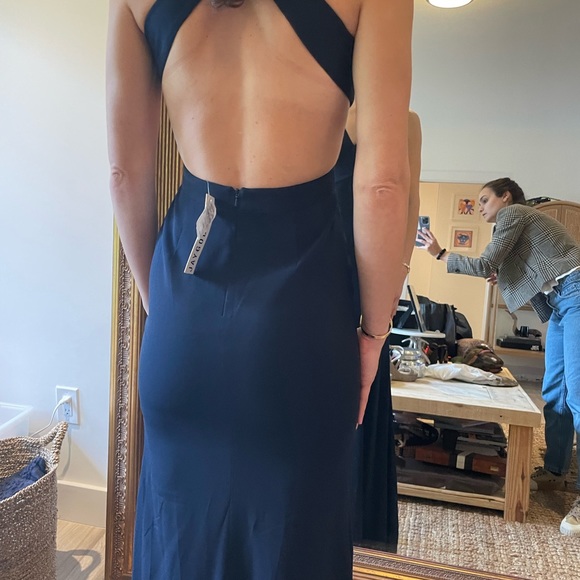 navy blue Jay Godfrey halter gown - Picture 4 of 17
